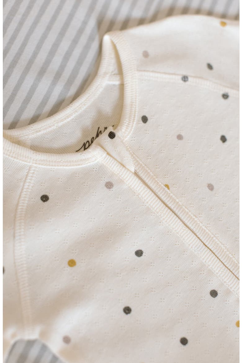 Polka Dotty Pointelle Fitted Organic Cotton One-Piece Footie Pajamas, Alternate, color, POLKA DOTTY