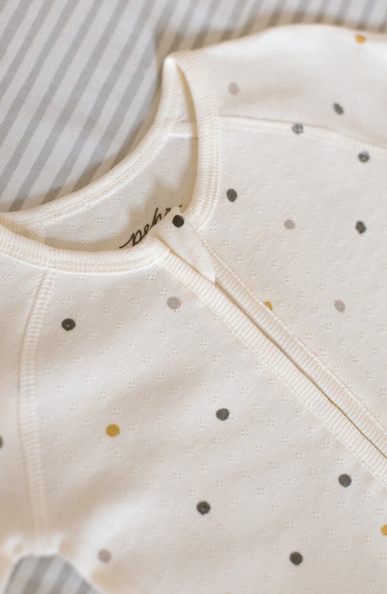 Pehr Polka Dotty Pointelle Fitted Organic Cotton One-Piece Footie Pajamas, Alternate, color, Polka Dotty