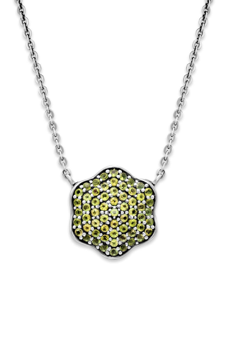 Pavé Peridot Clover Pendant Necklace, Main, color, GREEN