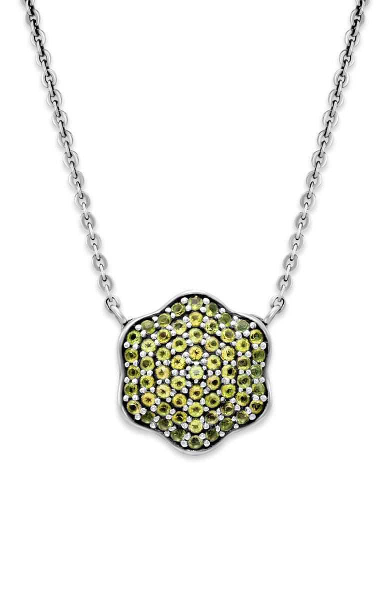 SAMUEL B. Pavé Peridot Clover Pendant Necklace, Main, color, Green
