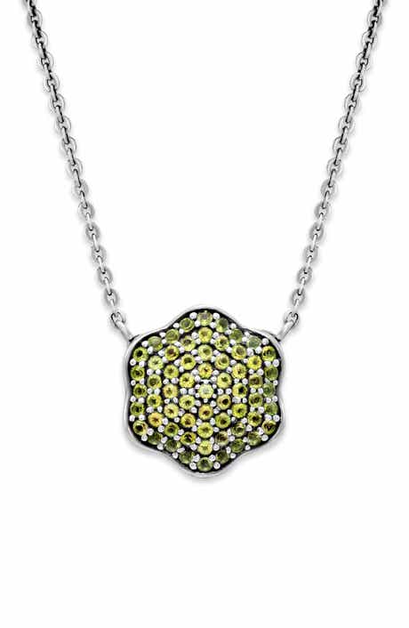 SAMUEL B. Pavé Peridot Clover Pendant Necklace