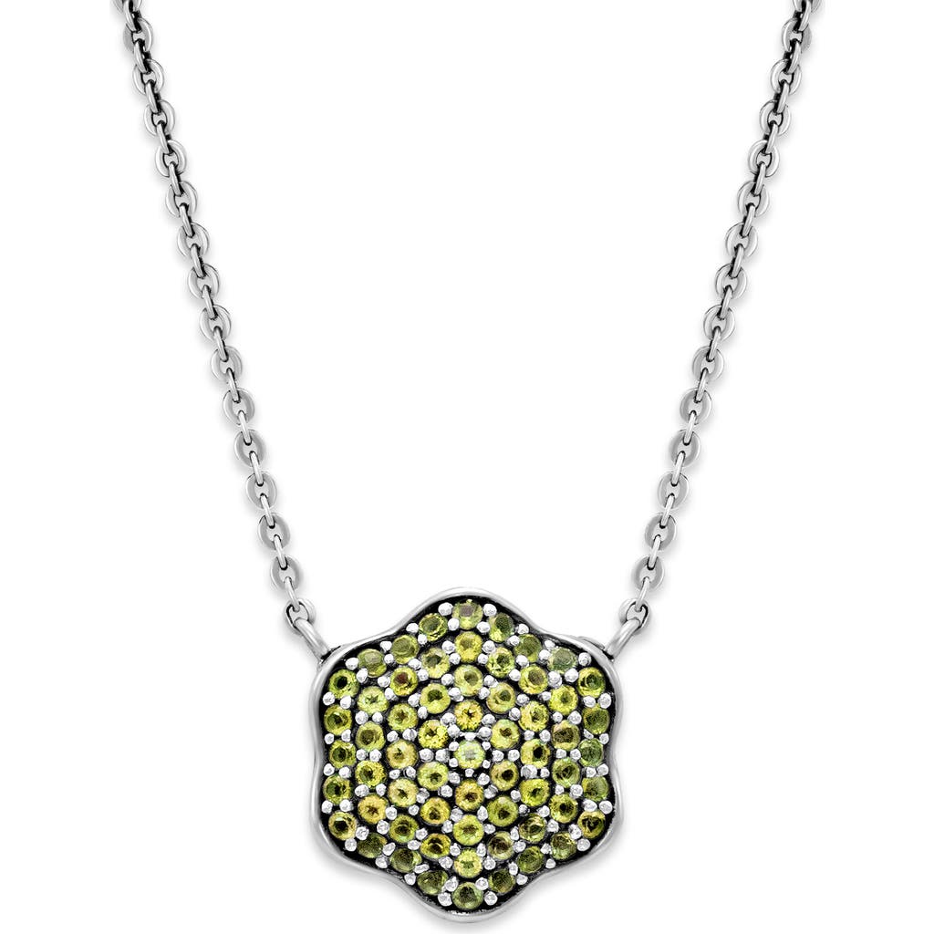 Samuel B. Pavé Peridot Clover Pendant Necklace In Green