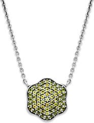 SAMUEL B. Pavé Peridot Clover Pendant Necklace
