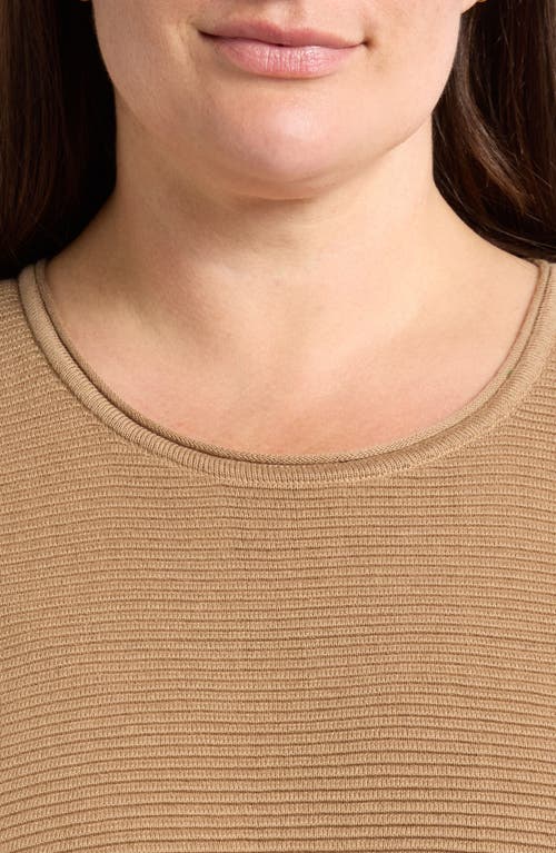Eileen Fisher Ottoman Stitch Tunic Sweater In Biscuit