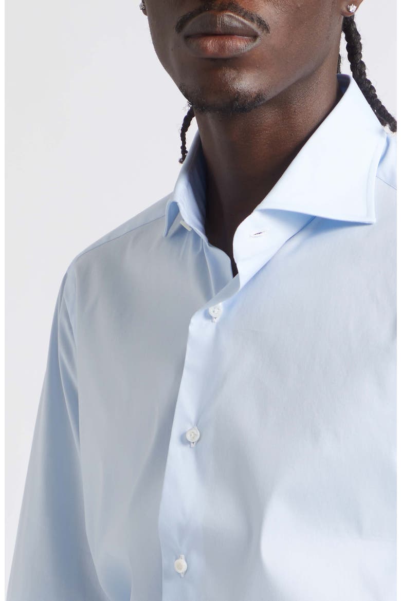Stretch Cotton Button-Up Shirt, Alternate, color, LIGHT BLUE