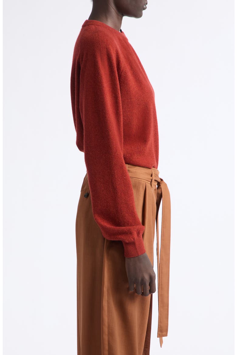 Cutout Crewneck Wool & Cashmere Sweater, Alternate, color, BRICK MELANGE