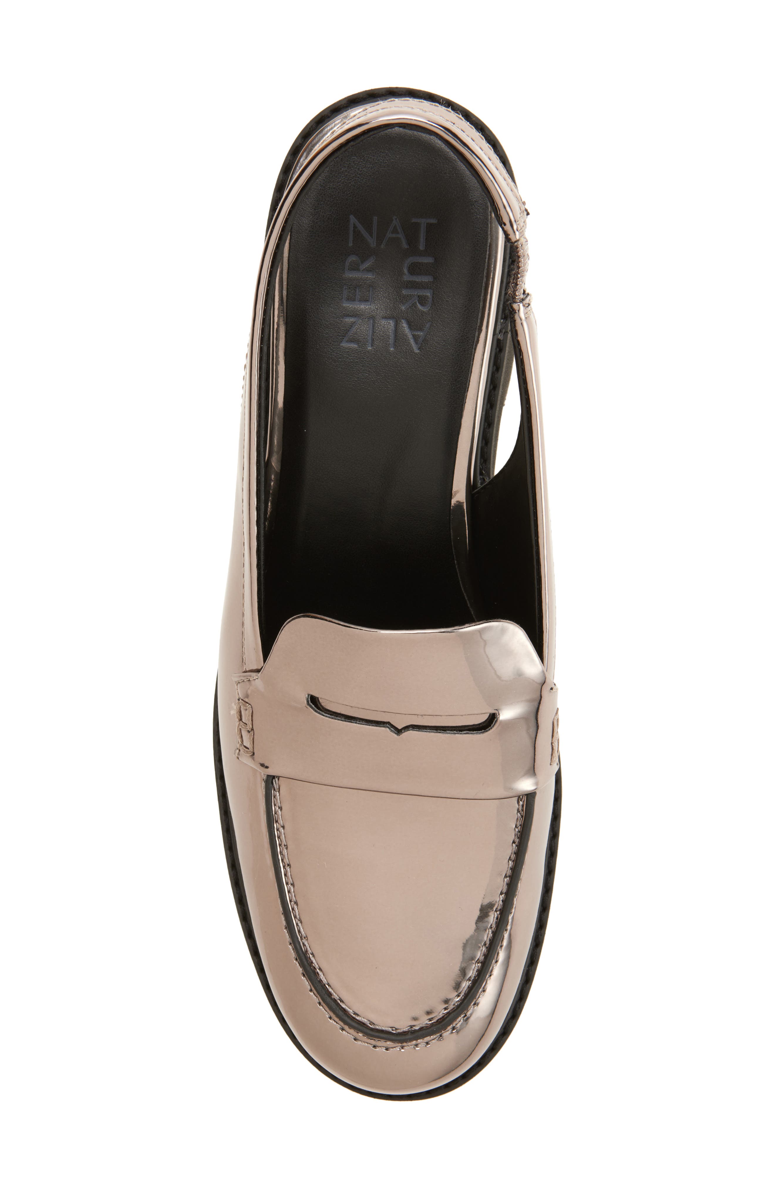 Naturalizer Darry Slingback Platform Penny Loafer, Alternate, color, Pewter Faux Leather