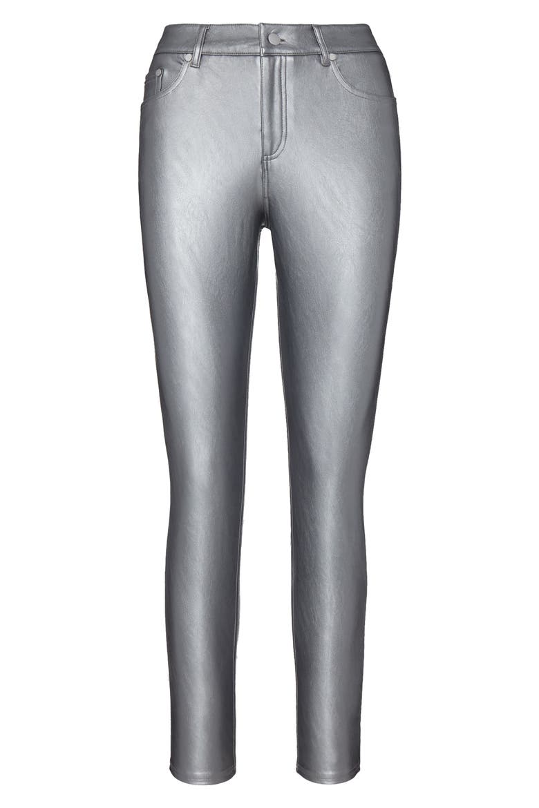 Faux Leather Five-Pocket Pants, Alternate, color, PLATINUM