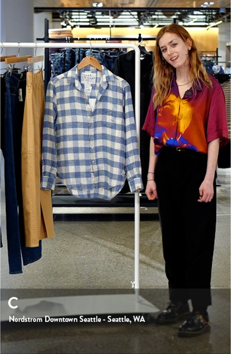 Eileen Plaid Relaxed Button-Up Linen Shirt, sales video thumbnail