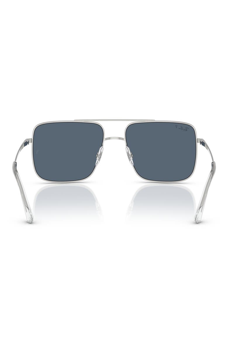 56mm Polarized Square Sunglasses, Alternate, color, SILVER