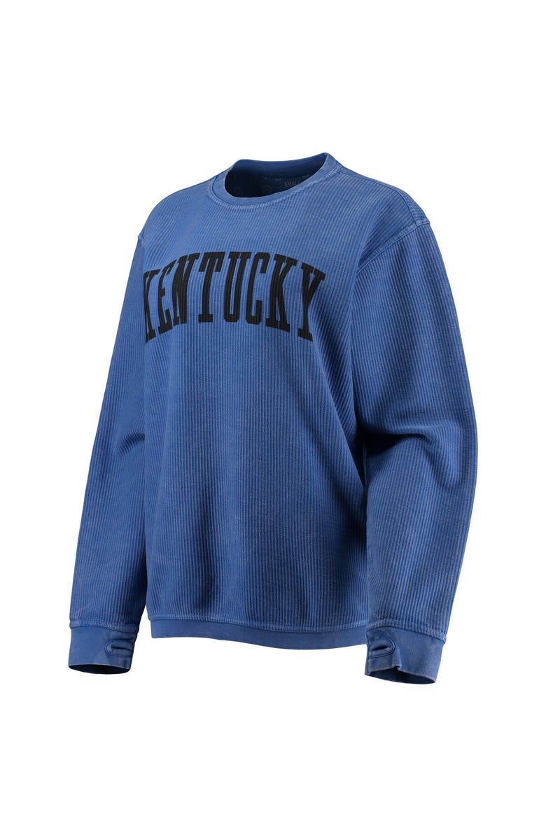PRESSBOX Women's Pressbox Royal Kentucky Wildcats Comfy Cord Vintage Wash Basic Arch Pullover Sweatshirt, Alternate, color, 