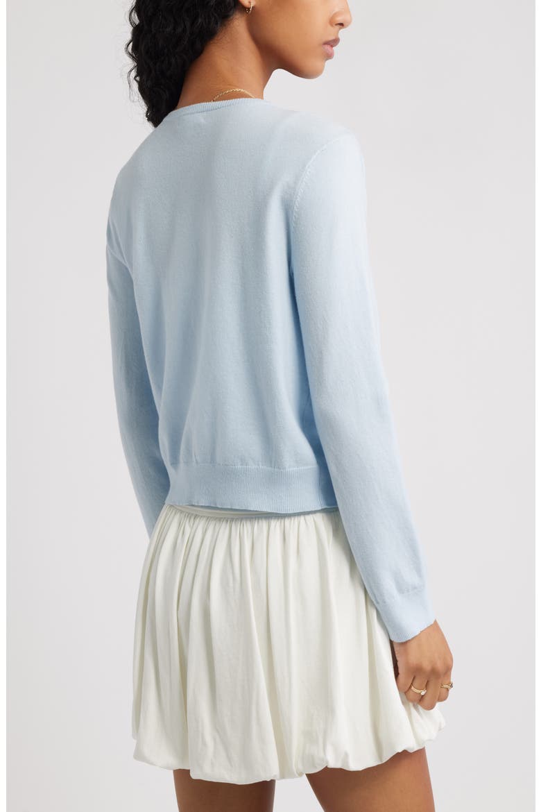 Crewneck Cotton Blend Cardigan, Alternate, color, BLUE SKYRIDE