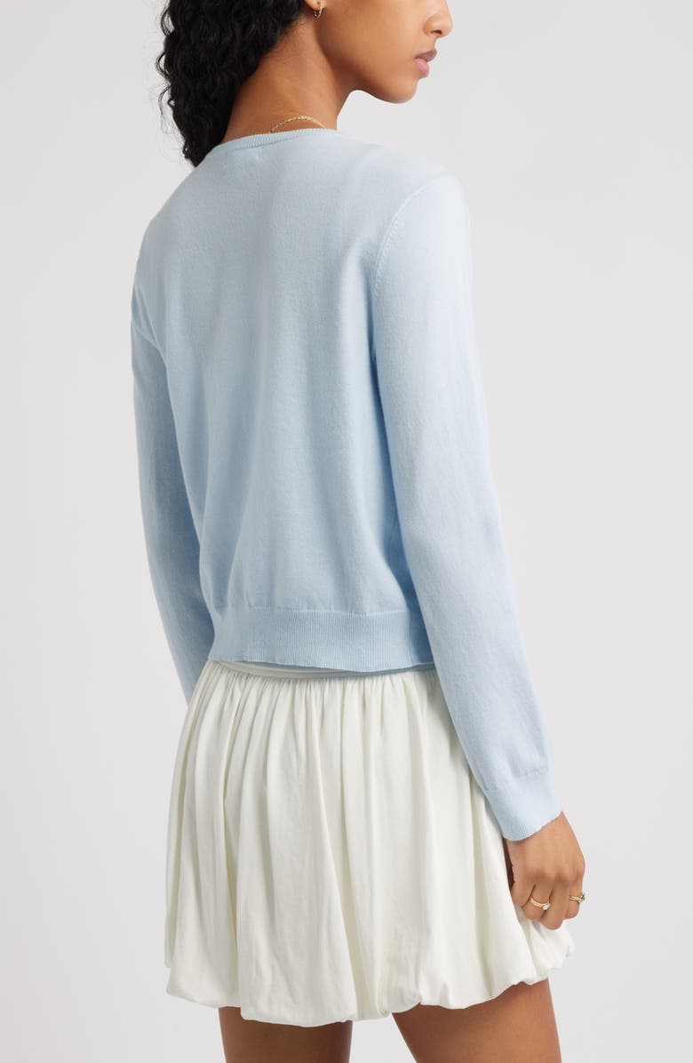 BP. Crewneck Cotton Blend Cardigan, Alternate, color, Blue Skyride