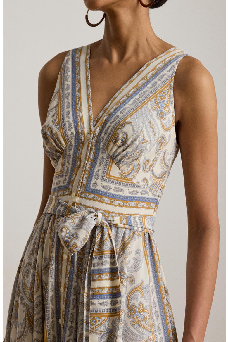 Paisley Print Sleeveless A-Line Dress, Alternate, color, CREAM/ MULTI