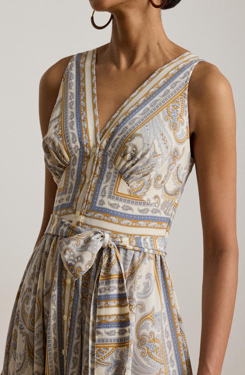 Lauren Ralph Lauren Paisley Print Sleeveless A-Line Dress, Alternate, color, Cream/ Multi