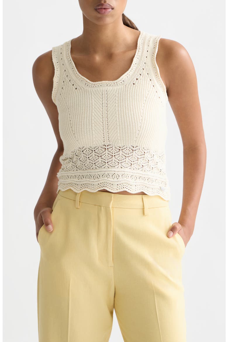 Pointelle Crop Sweater Tank, Main, color, EGGNOG