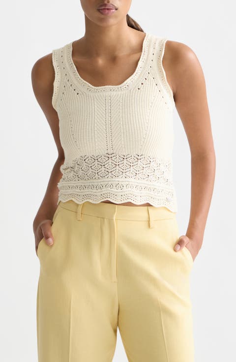 Pointelle Crop Sweater Tank