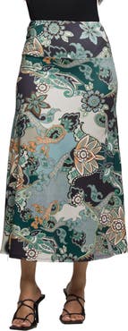 24seven Comfort Apparel Paisley Print Maxi Skirt