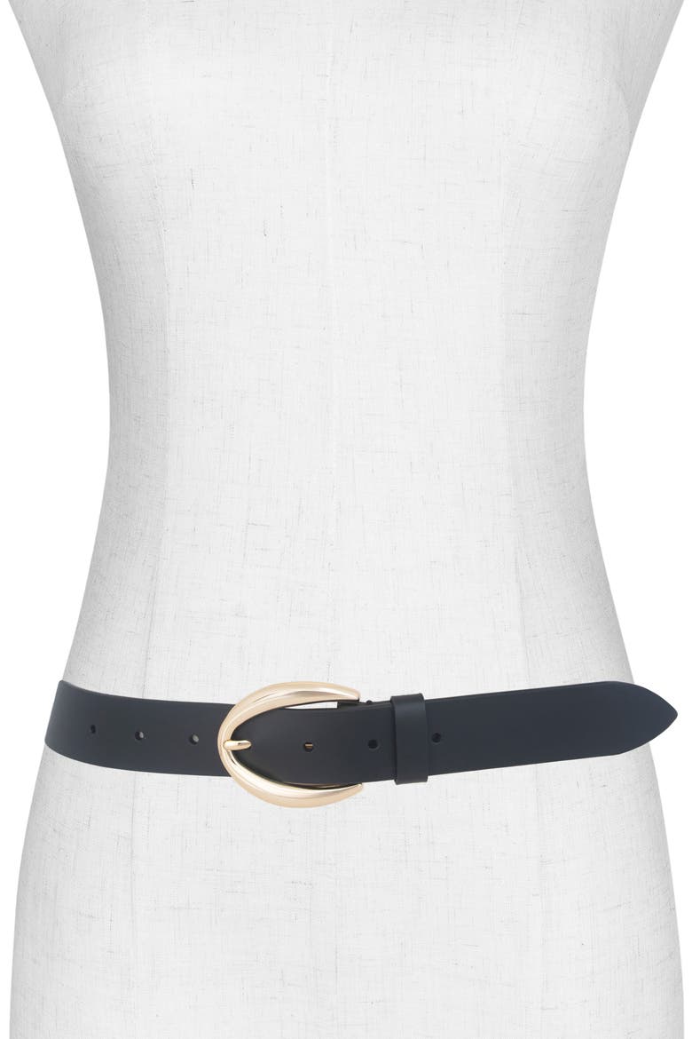 Leather Belt, Alternate, color, BLACK / POLISHED GOLD