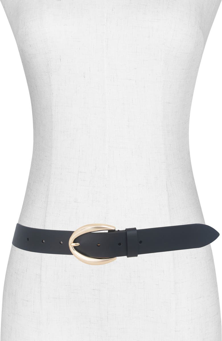 Vince Leather Belt, Alternate, color, Black / Polished Gold