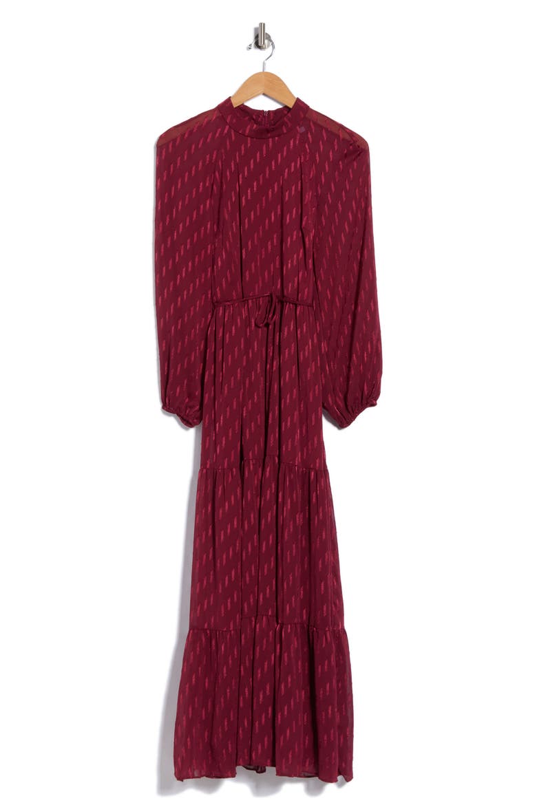 Mock Neck Long Sleeve Maxi Dress, Main, color, BURGUNDY
