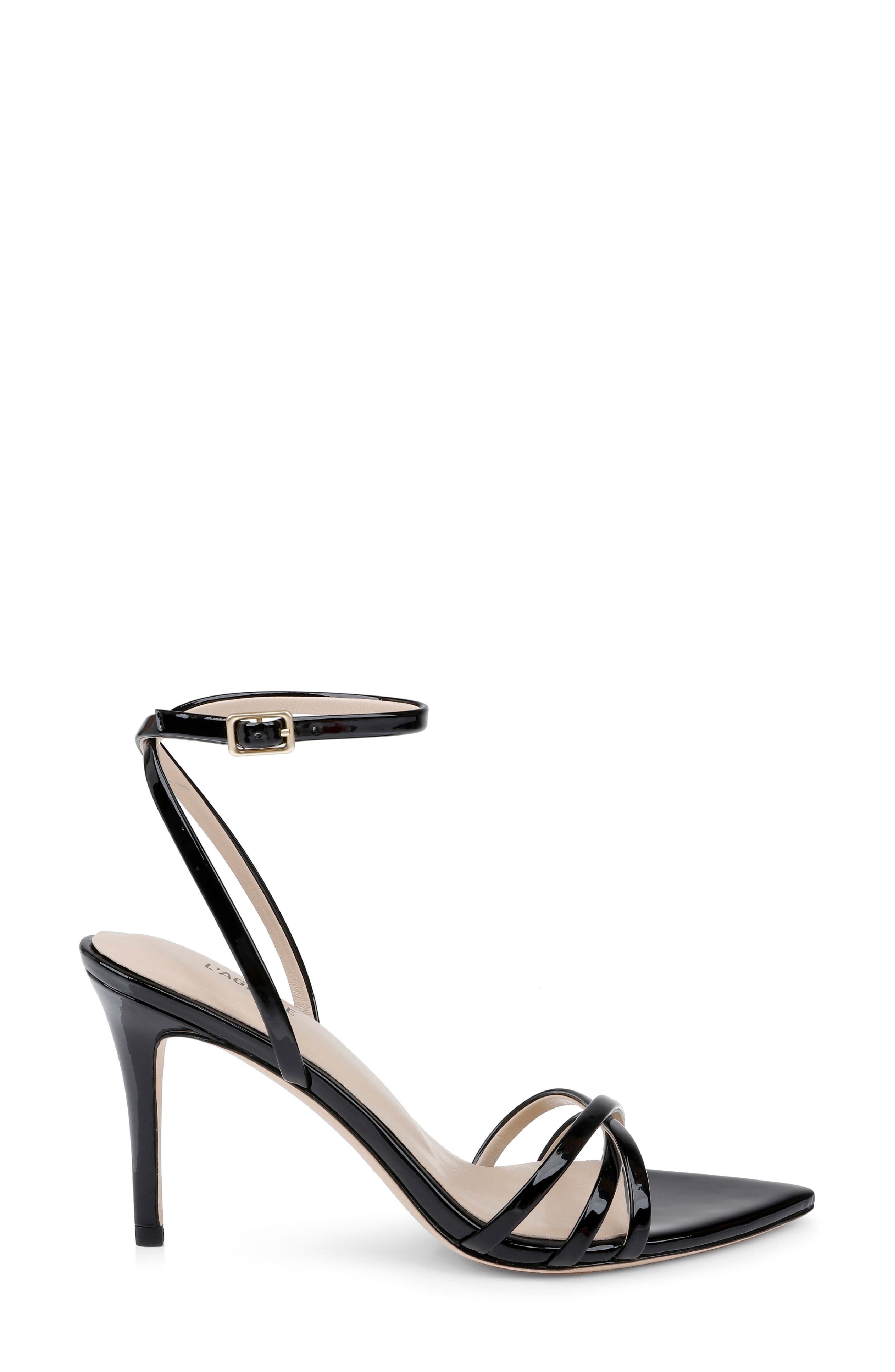 L&#x27;AGENCE Dua Ankle Strap Sandal, Alternate, color, Black Patent