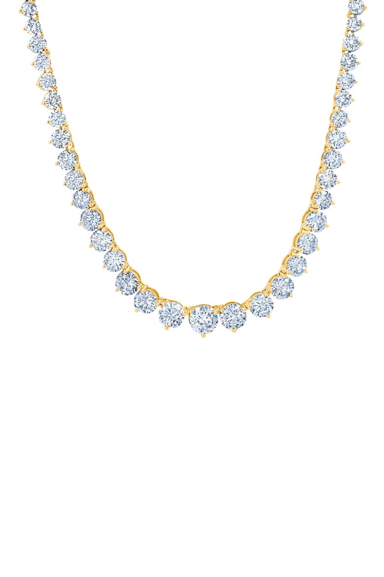Graduated Cubic Zirconia Tennis Necklace, Main, color, GOLD