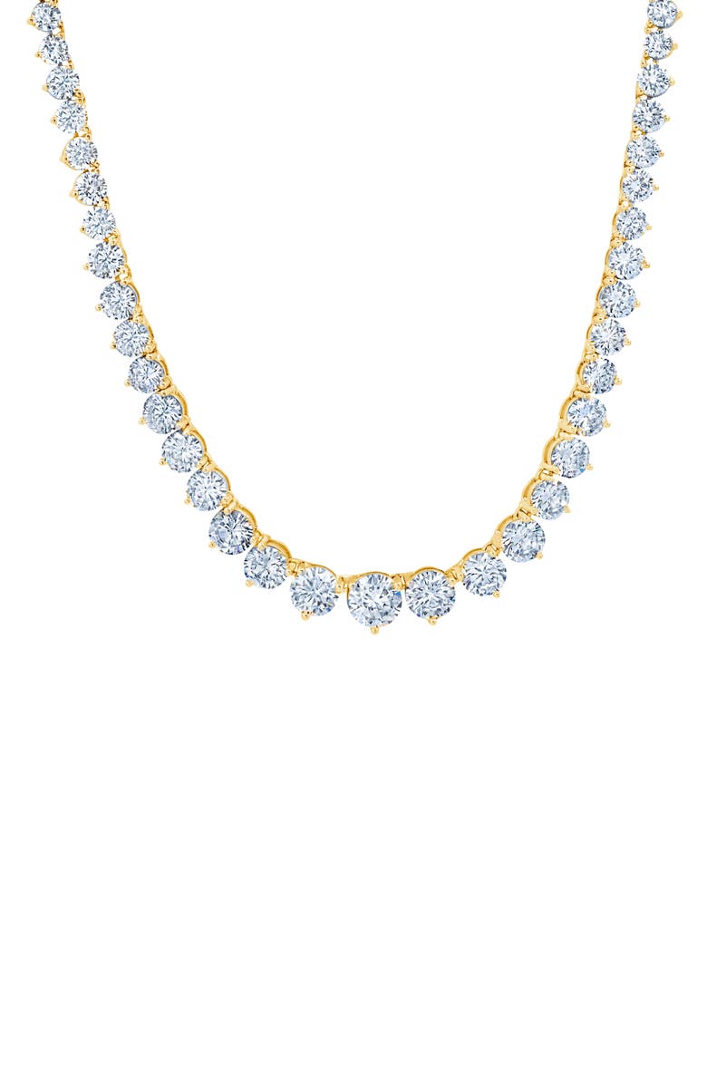 Crislu Graduated Cubic Zirconia Tennis Necklace, Main, color, Gold