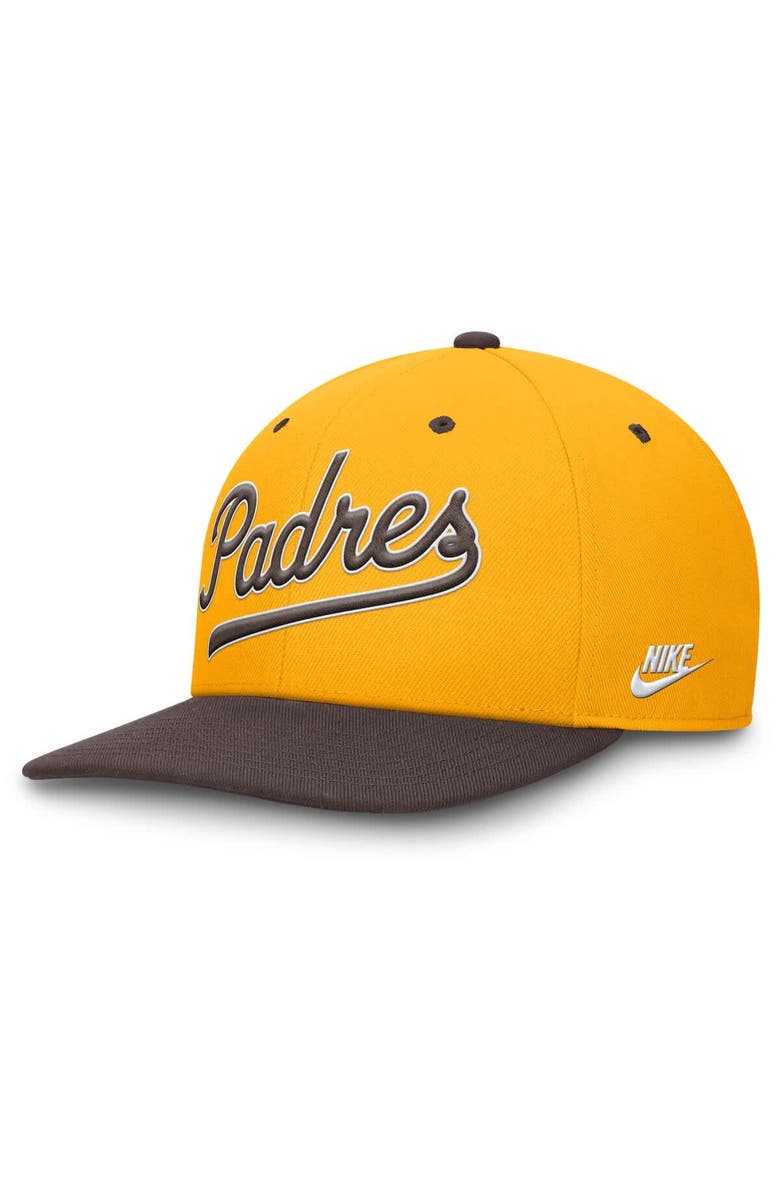 Nike Men's Nike Gold/Brown San Diego Padres Cooperstown Collection Pro Performance Snapback Hat, Alternate, color, 