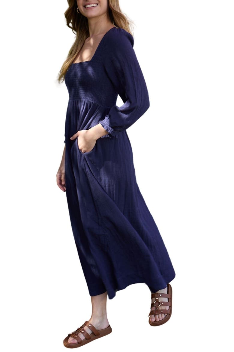 Pippa Shirred Bodice Maxi Dress, Main, color, Navy