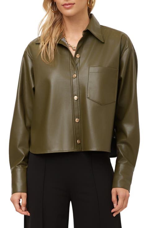 Victoria Faux Leather Button-Up Shirt