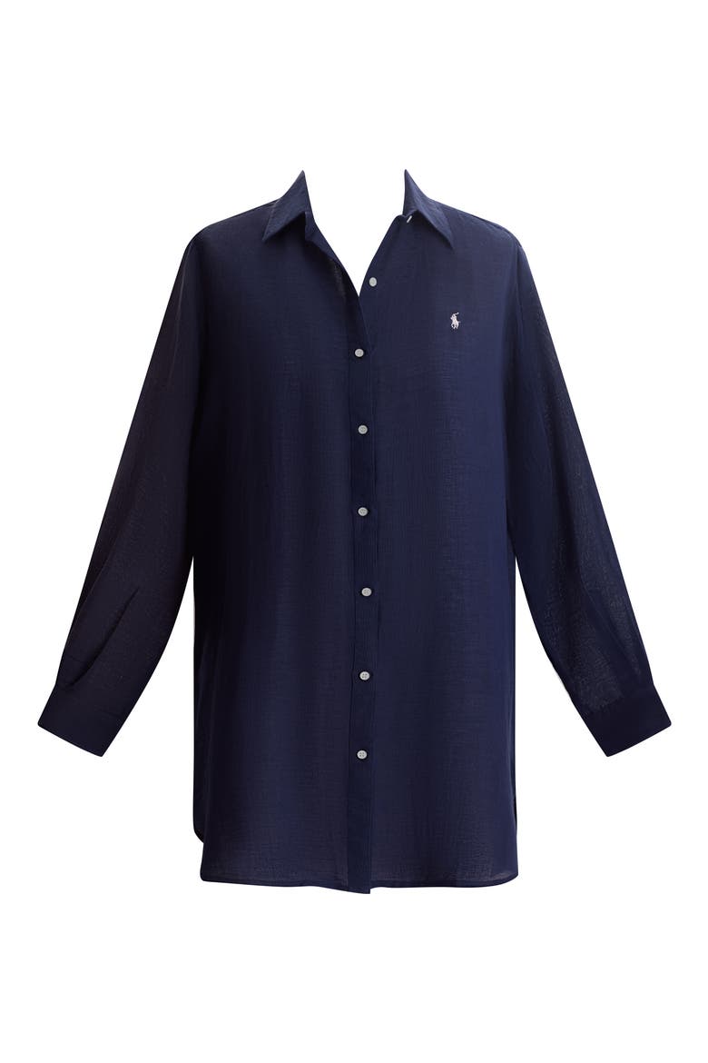 Boyfriend Cover-Up Shirt, Alternate, color, NAVY