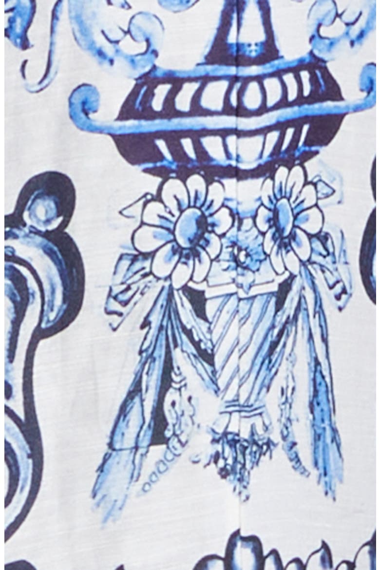 A Tiled Wonderland Long Sleeve Linen & Silk Twill Dress, Alternate, color, A TILED WONDERLAND