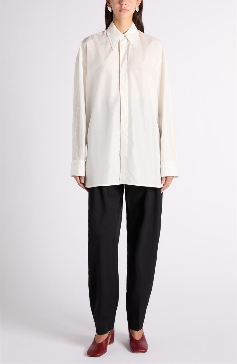 Bottega Veneta Oversize Cotton Button-Up Shirt, Alternate, color, 9107 Parchment