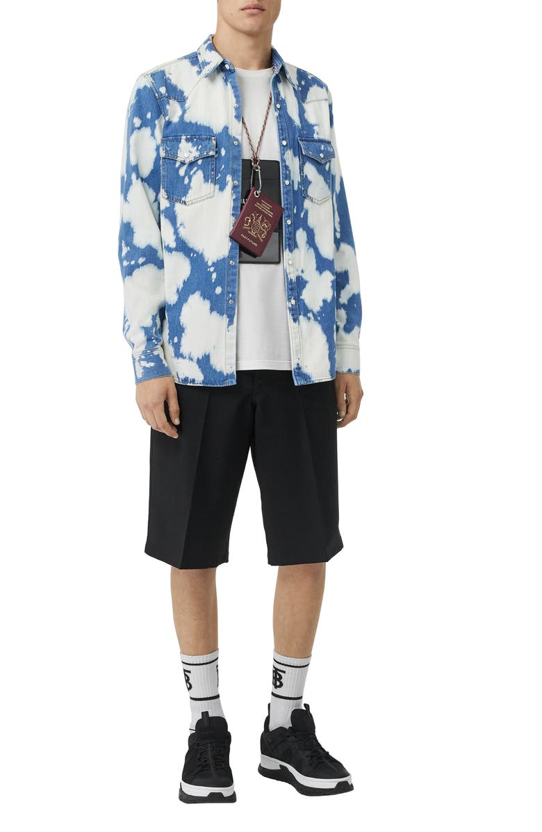 Burberry Bleach Denim Slim Fit Western Shirt, Alternate, color, 