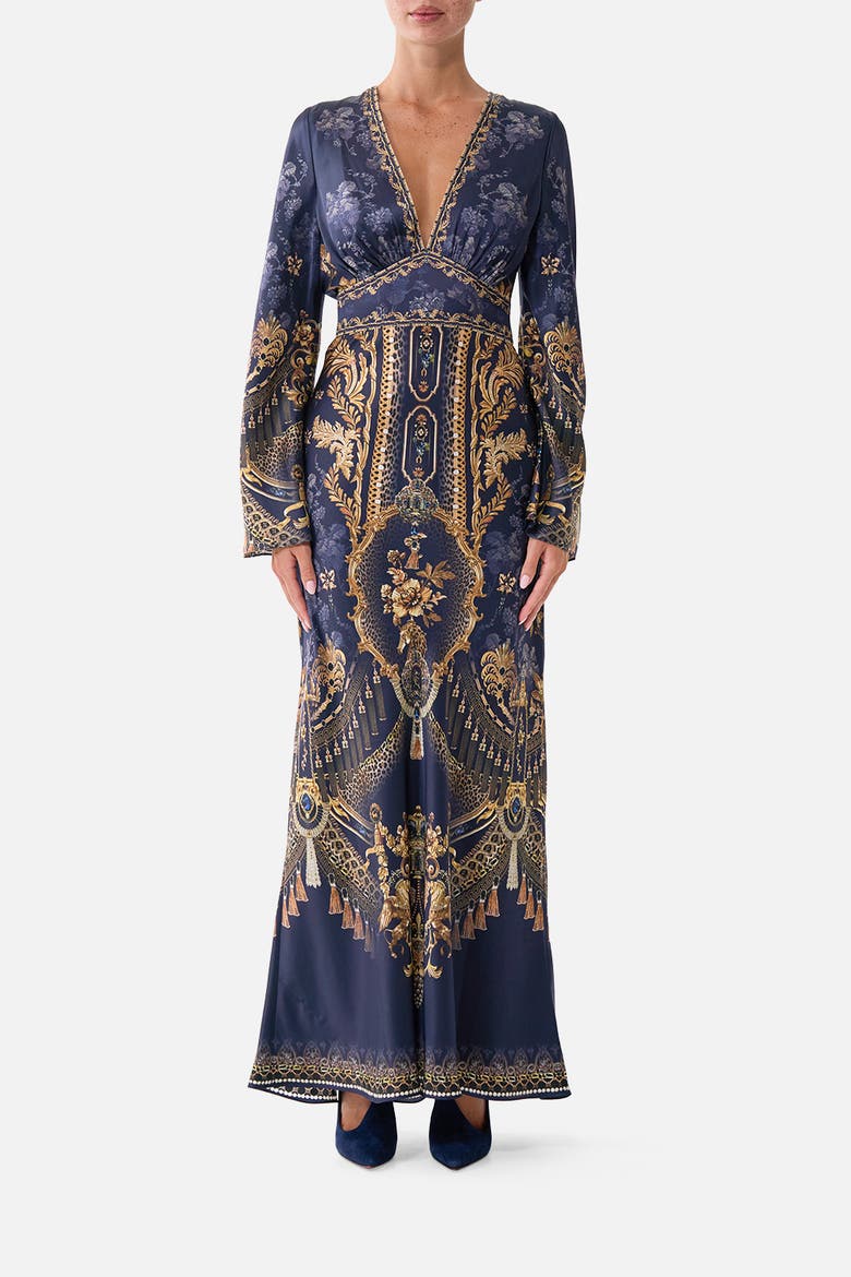 V Neck Dress With Flared Sleeve, Main, color, Cloaked In Baroque