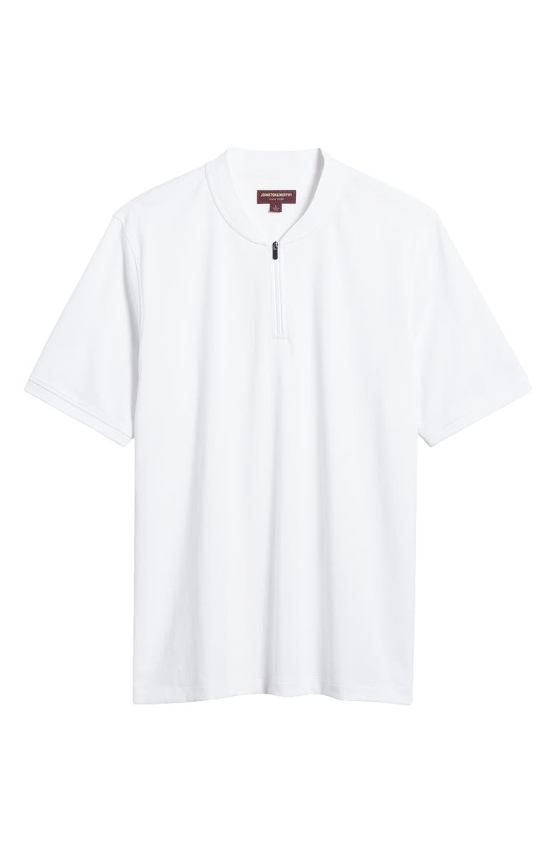 Johnston & Murphy Quarter Zip Jacquard Pima Cotton Blend Knit Polo, Alternate, color, White