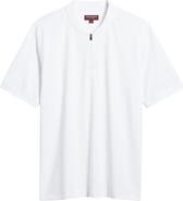 Johnston & Murphy Quarter Zip Jacquard Pima Cotton Blend Knit Polo