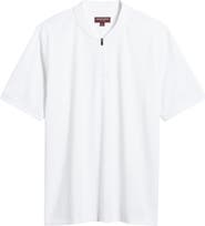 Johnston & Murphy Quarter Zip Jacquard Pima Cotton Blend Knit Polo