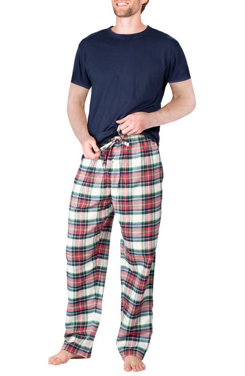 Knit Brushed Grid Flannel Pajamas