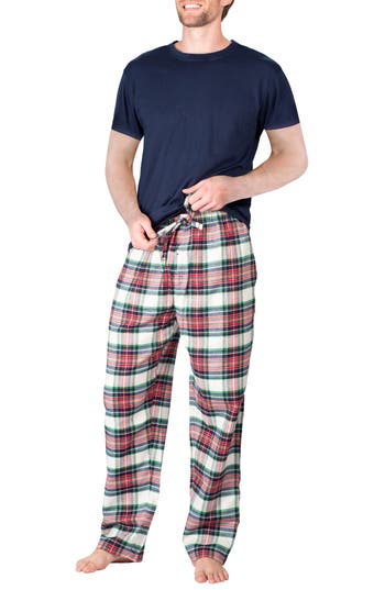 Sleephero Knit Brushed Grid Flannel Pajamas In Multi