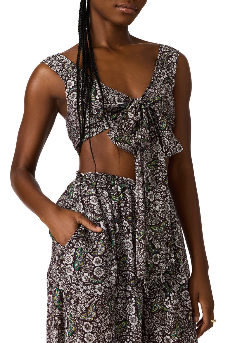 LIvy Tie Front Crop Tank, Main, color, BLACK/ FOREST GREEN