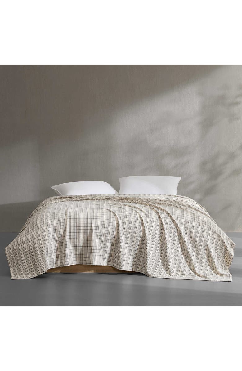 Calvin Klein Dot Dash Plaid Bed Blanket, Alternate, color, Medium Beige
