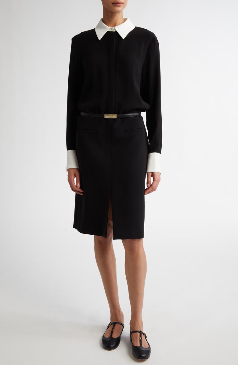 Max Mara Studio Dinar Contrast Trim Long Sleeve Shirtdress, Main, color,