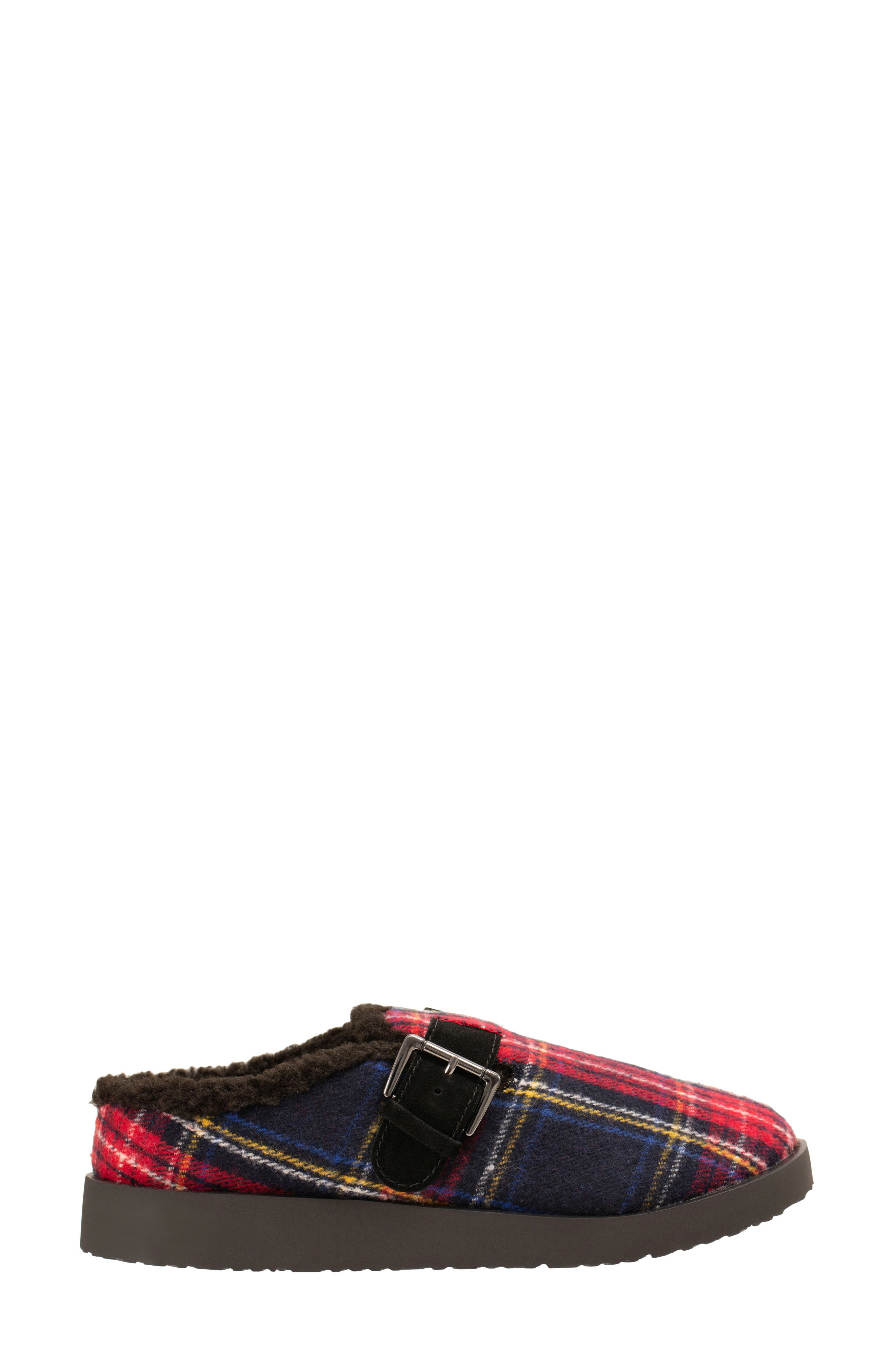 Revitalign Gift Plaid Faux Shearling Lined Slipper, Alternate, color, Black