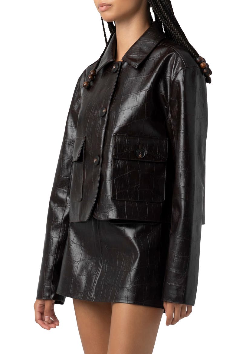 Embossed Faux Leather Jacket, Alternate, color, INNER DRIVE