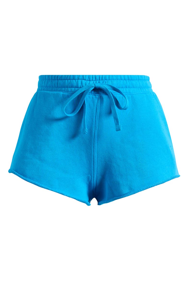 SKIMS Raw Cut French Terry Drawstring Shorts, Main, color, Cerulean