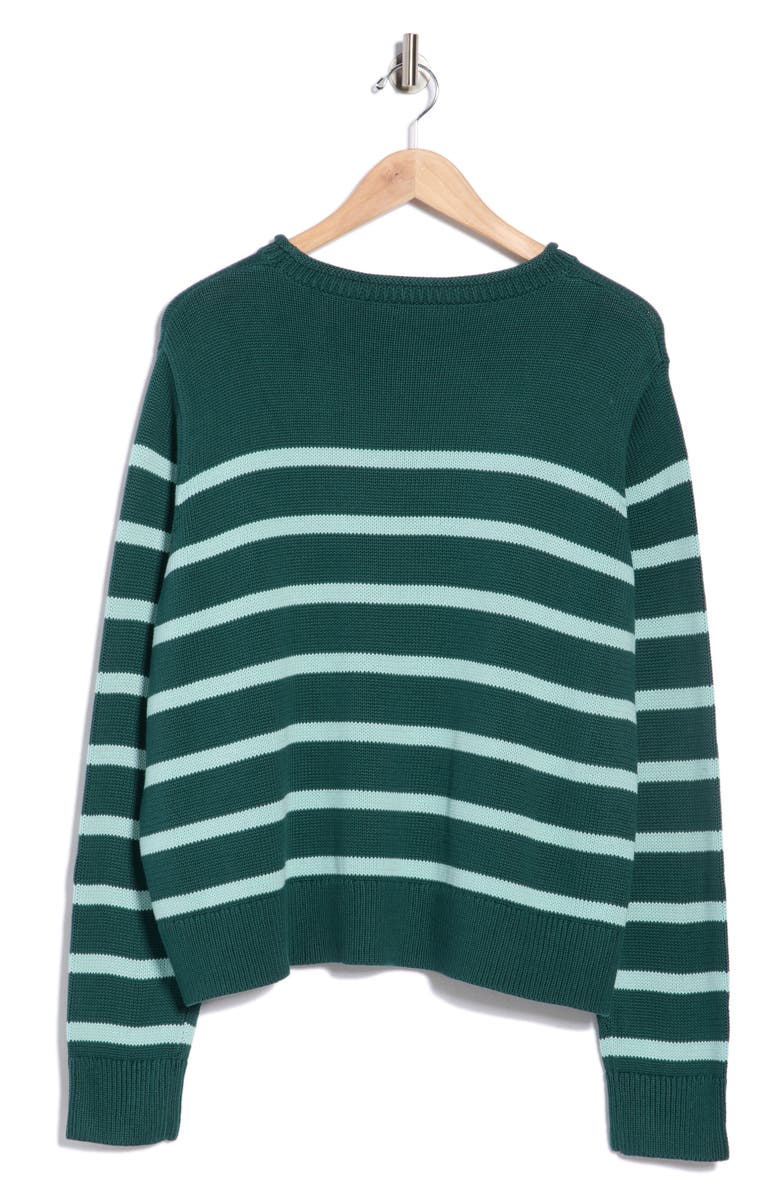 vineyard vines Stripe Roll Neck Cotton Sweater, Alternate, color, Caley Stripe Green