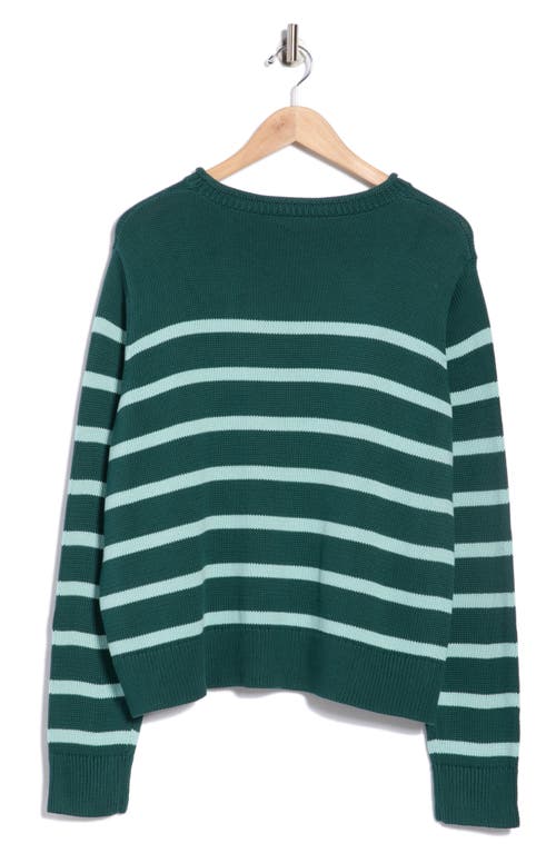 Vineyard Vines Stripe Roll Neck Cotton Sweater In Green