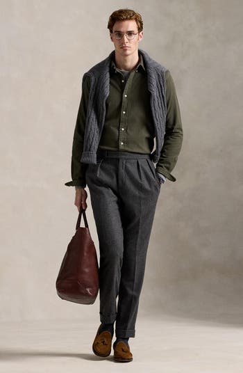 Brushed Cotton Flannel Button-Up Shirt